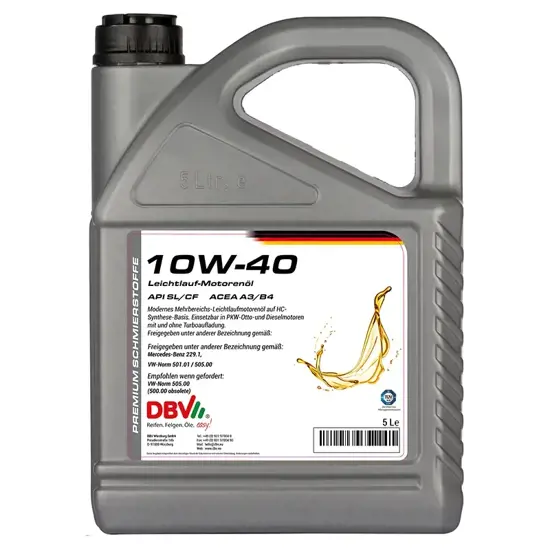 DBV Motoroel Leichtlauf Motoroel DBV 10W 40 5 Liter 15225768