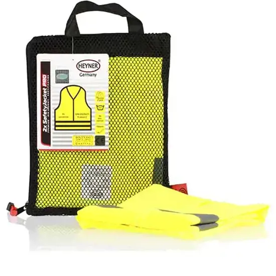 HEYNER 2x Safety Jacket PRO Premium Warnweste 2er Set mit Zertifikat gelb XL 15397766